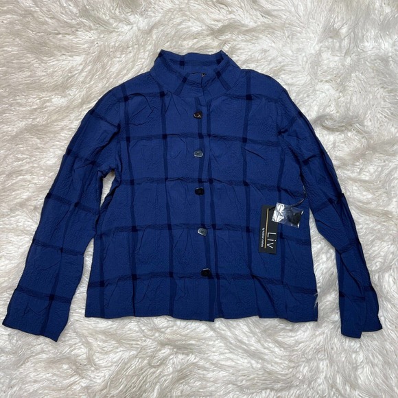 Liv by Habitat Pucker Crop Jacket Crinkle Indigo Style 220133 - Picture 1 of 4